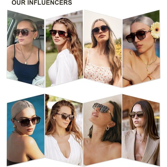 Retro Aviator Sunglasses for Women & Men Trendy Rectangle SJ2202 Sunglasses - Picture 3 of 7